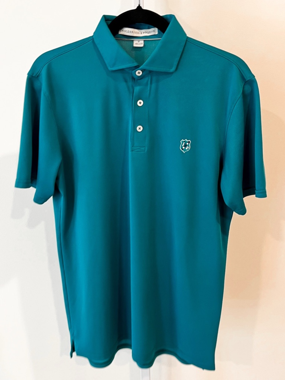 Holderness and Bourne Classic Teal Blue Green Polo Shirt Mens Sz Medium